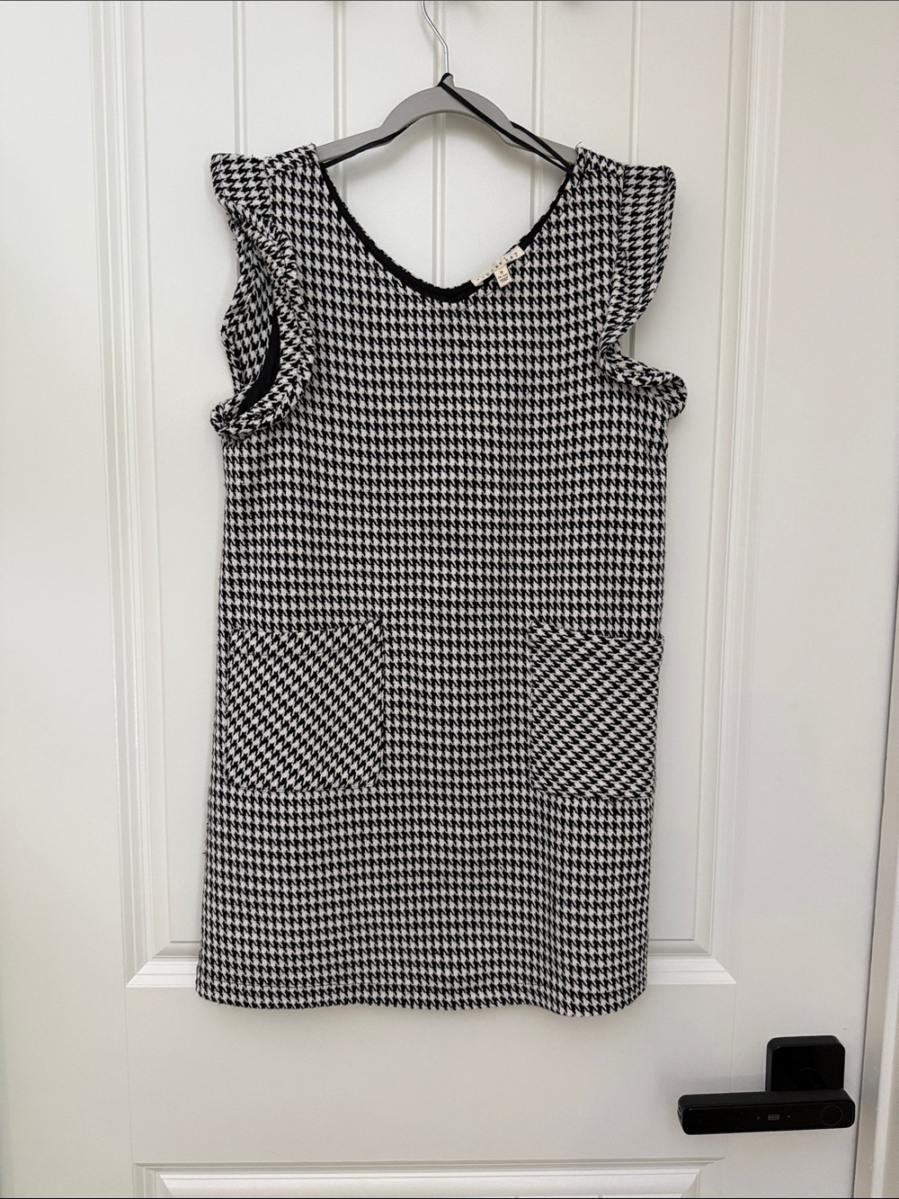 Copper Key Black and White Houndstooth Girls Dress
